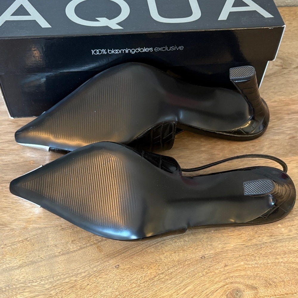 Aqua Black Croc Heels with Metallic Tips - Picture 7 of 7